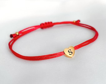 Heart bracelet, Valentines gift, Valentines bracelet, Galentines gift, Girl gang, Tribe, Initial bracelet, Bracelets for women, Red string