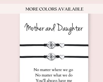 Mother daughter bracelets, Matching bracelets, Compass bracelets, Distance bracelets, Back to school bracelets