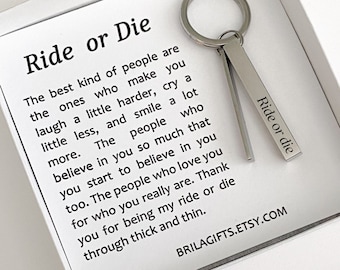 Best Friend Gift, Ride or Die Gift, Personalized Friendship Gift, Gift for Guy Male Friend, Thick and Thin Keychain, Bridesmaid Gift, Sister