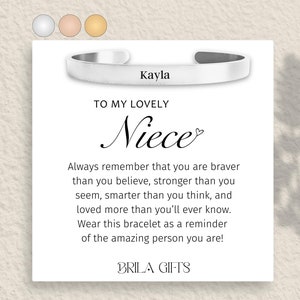 Personalized bracelet with niece card, Niece Gifts, Gifts for Nieces, Birthday gift, Niece Gift from Aunt, Personalized jewelry for women