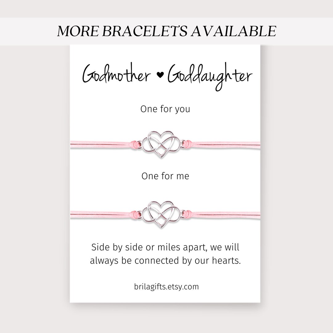 Set of Two Godmother Goddaughter Bracelets, Goddaughter Gifts From