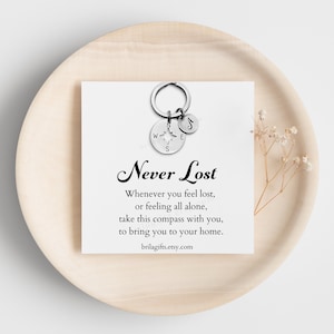 Never lost, Inspirational compass gift, Small travel gift, Lucky charm, Personalized, Good luck, Safe travels, Friendship, Birthday