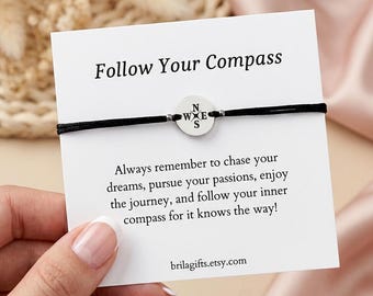 Graduation Gift, Motivational Gifts, Compass Bracelet, Daughter, Congratulations, High School Graduation Gift, College, Middle School