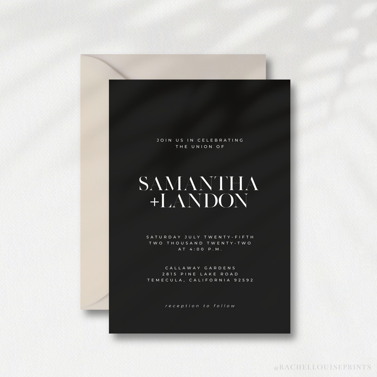 Modern Black Wedding Invitation Printable Wedding Invitation - Etsy