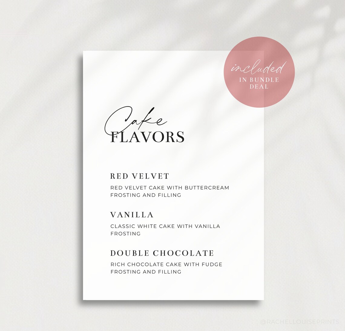 Modern Cake Flavors Sign Cake Flavors Template Modern Etsy