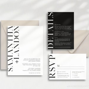 MANHATTAN Modern White Wedding Invitation | Printable Wedding Invitation | Modern Invitation Suite | Edgy Wedding Invitation | Printable