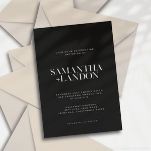 MANHATTAN Modern Black Wedding Invitation Printable Wedding Invitation Modern Black Invitation Suite Edgy Wedding Invitation image 5