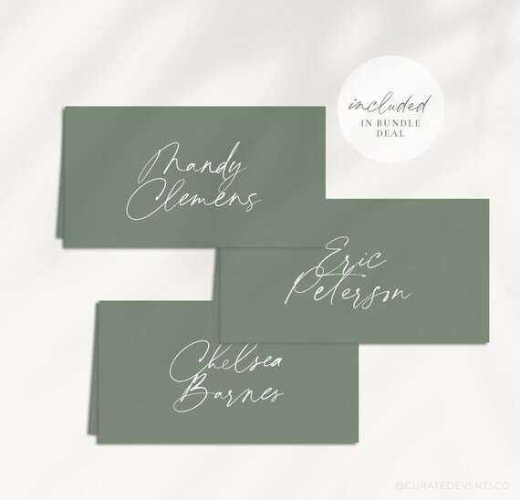 Sage Wedding Place Cards Sage Name Cards Sage Green Etsy