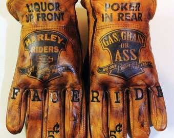 Harley Riders/Gas Grass or Ass Leather Gloves