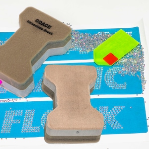 Rhinestone Brush to Spread Rhinestones into Templates for Rhinestone Magic Sticky Flock Bony Shape 2Pieces