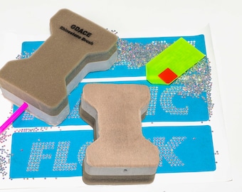 Rhinestone Brush to Spread Rhinestones into Templates for Rhinestone Magic Sticky Flock Bony Shape 2Pieces