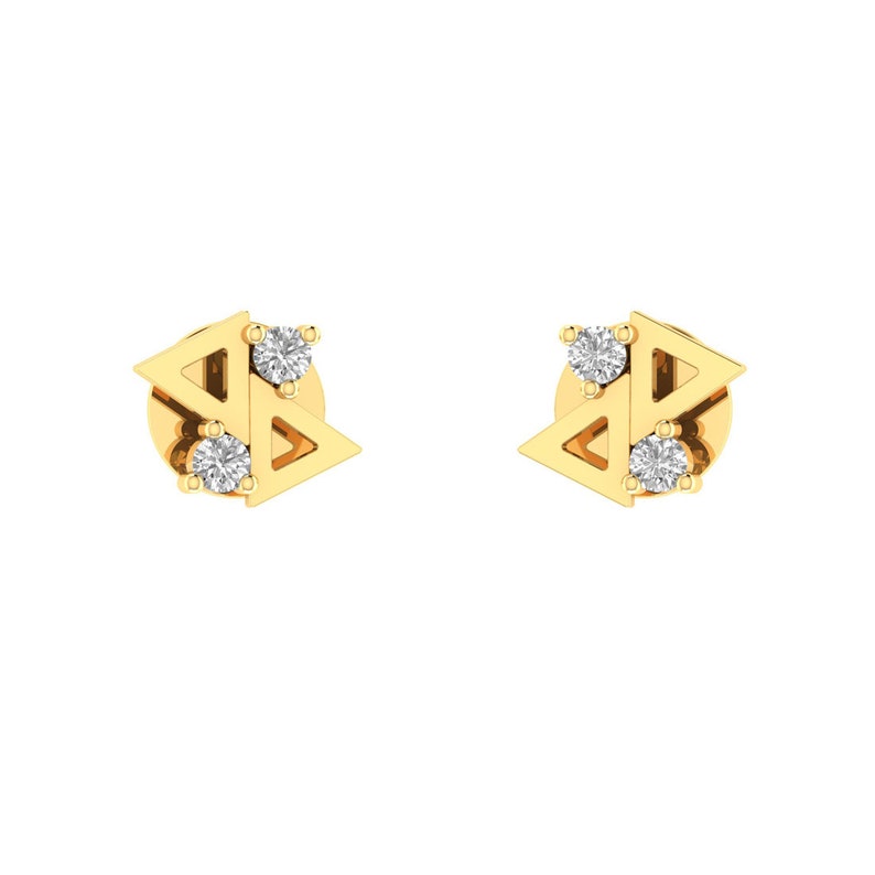 Vanna Jewels Daily Wear Stud Earrings Solid Gold Genuine Diamond Precious Jewelry