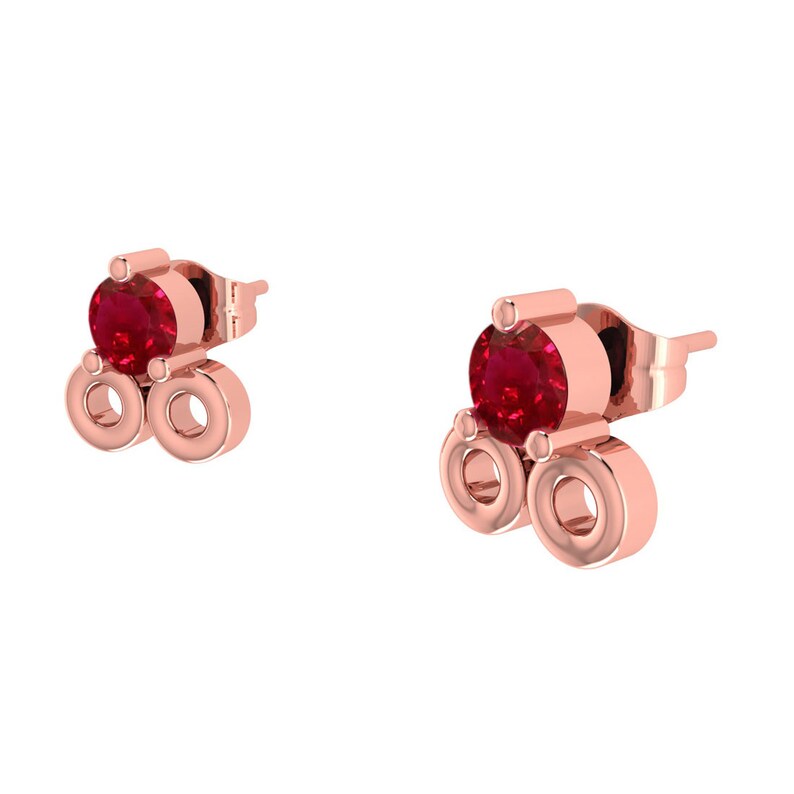 Fine Jewelry Stud Earrings Ruby Gemstone Gold Natural Ruby Stud Earrings Yellow Gold Studs Solid Gold Earrings