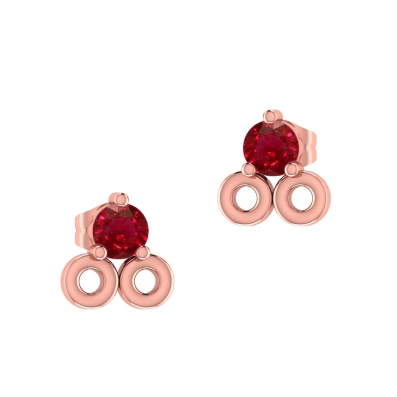 Fine Jewelry Stud Earrings Ruby Gemstone Gold Natural Ruby Stud Earrings Yellow Gold Studs Solid Gold Earrings