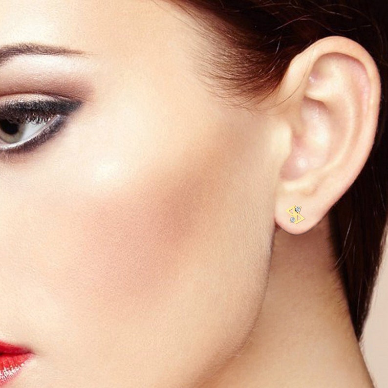 Vanna Jewels Daily Wear Stud Earrings Solid Gold Genuine Diamond Precious Jewelry