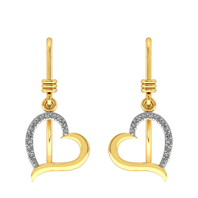 Gold Earrings Hook Earrings Yellow Gold Dangle Earrings Dangle Earrings Heart Earrings