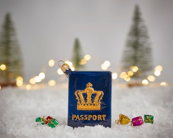 Novelty British Blue Passport Hanging Christmas Tree Decoration