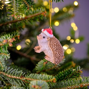 Cute  Novelty Christmas Hat Woodland Animal Hedgehog Christmas Tree Decoration/Ornament/Bauble/Figurine - Hanging Decoration