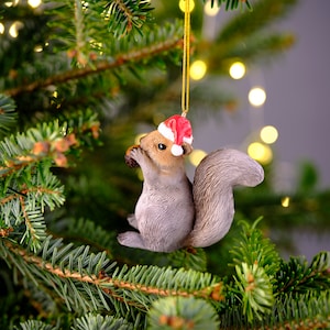 Novelty Cute Christmas Hat Woodland Animal Squirrel Christmas Tree Decoration/Ornament/Bauble/Figurine - Hanging Decoration