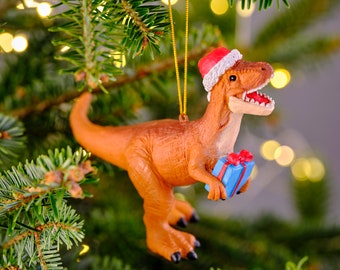 Novelty Christmas Hat Tyrannosaurus Rex/T-Rex/Dinosaur/Jurassic Christmas Tree Ornament/Decoration/Bauble/Figurine - Hanging Decoration