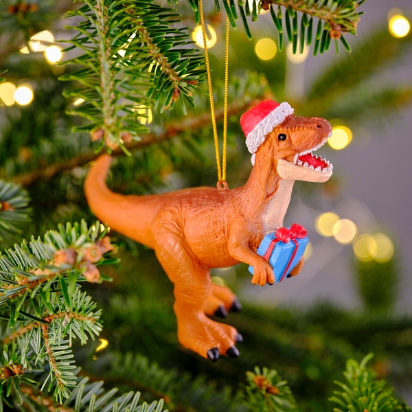 Neuheit Weihnachtsmütze Tyrannosaurus Rex/T-Rex/Dinosaurier/Jurassic Weihnachtsbaum Ornament/Dekoration/Christbaumkugel/Figurine - Hängende Dekoration