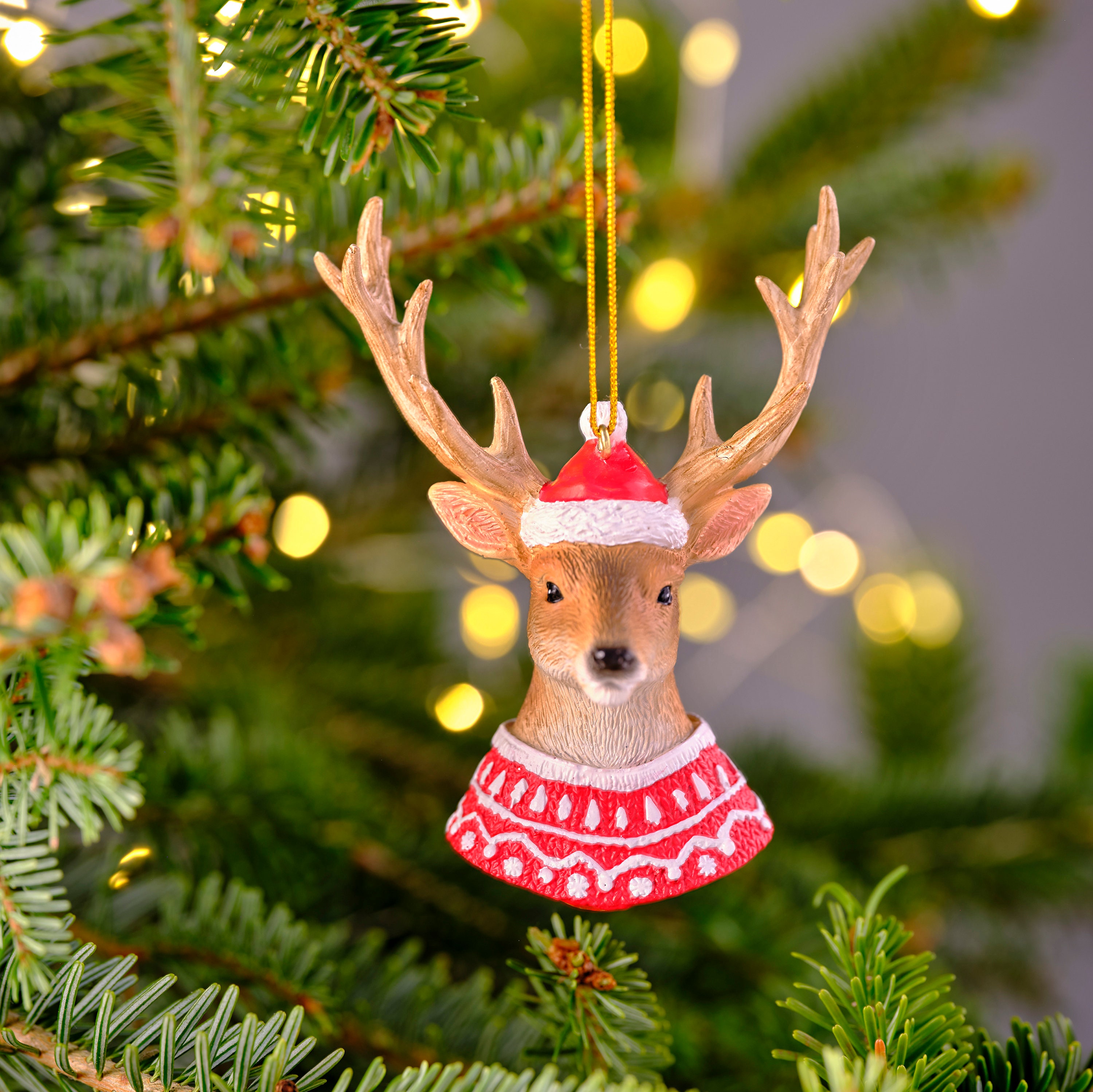 Novelty Christmas Hat Christmas Jumper Stag/Reindeer/Deer Christmas Tree Decoration/Bauble/Ornament/Figurine - Hanging Decoration