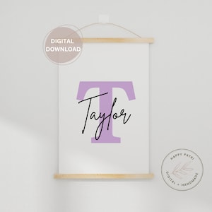 Custom initial print, name printable, personalized name print, personalized initial name print, name print,nursery print, custom birth print