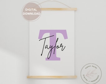 Custom initial print, name printable, personalized name print, personalized initial name print, name print,nursery print, custom birth print