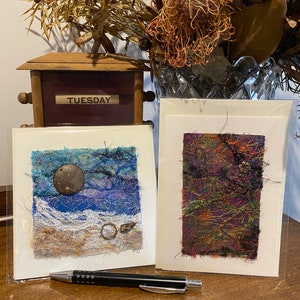 Textile Art Cards - A -set of 2 cards