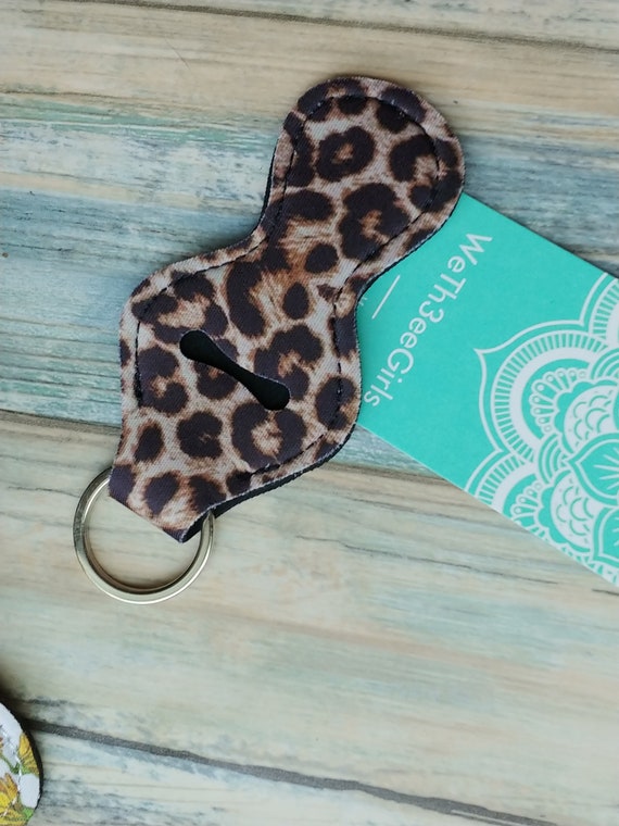 cowhide farmhouse style Print keychains Cheetah print Chapstick holder keychains