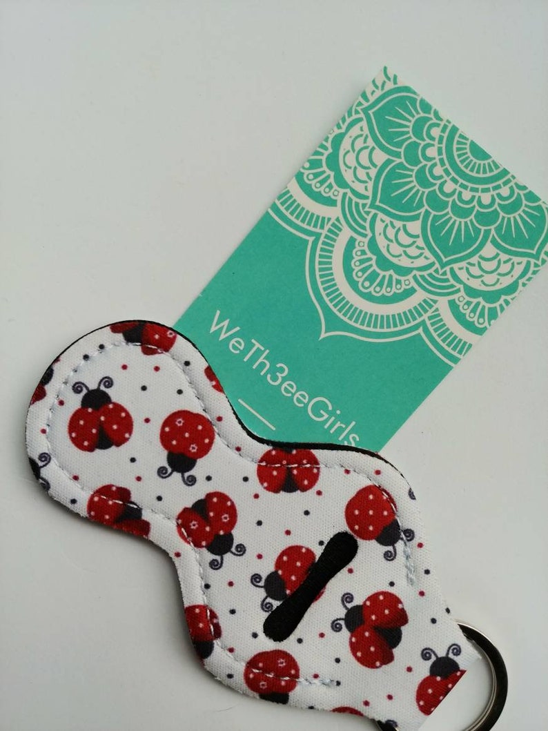 C124 Red and Black Lady Bug Gift chapstick keychain holder