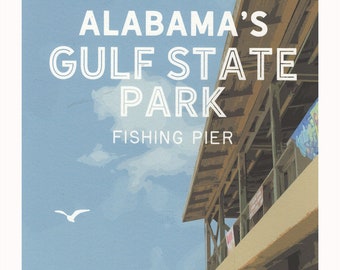 AG Print No. 1959 « Gulf State Park Fishing Pier » Gulf Shores Alabama