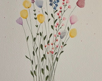 Floral Watercolour Painting, handmade and an original.