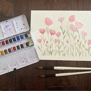 水彩画 - 野の花の絵画 - モダンな壁アート - 部屋の装飾 - 花柄プリント - ミツバチ