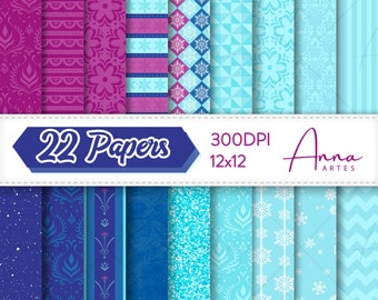 Frozen Digital Papers 1, Princess Background, Christmas Frozen Scrapbook Paper