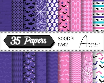 Vampire Digital Paper, Vampire Birthday Paper, Vampire Girl Digital Paper