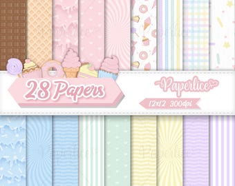 Sweets & Treats Digital Paper, cupcakes, donuts, candy, Sprinkles, Candy Digital Paper Watercolor
