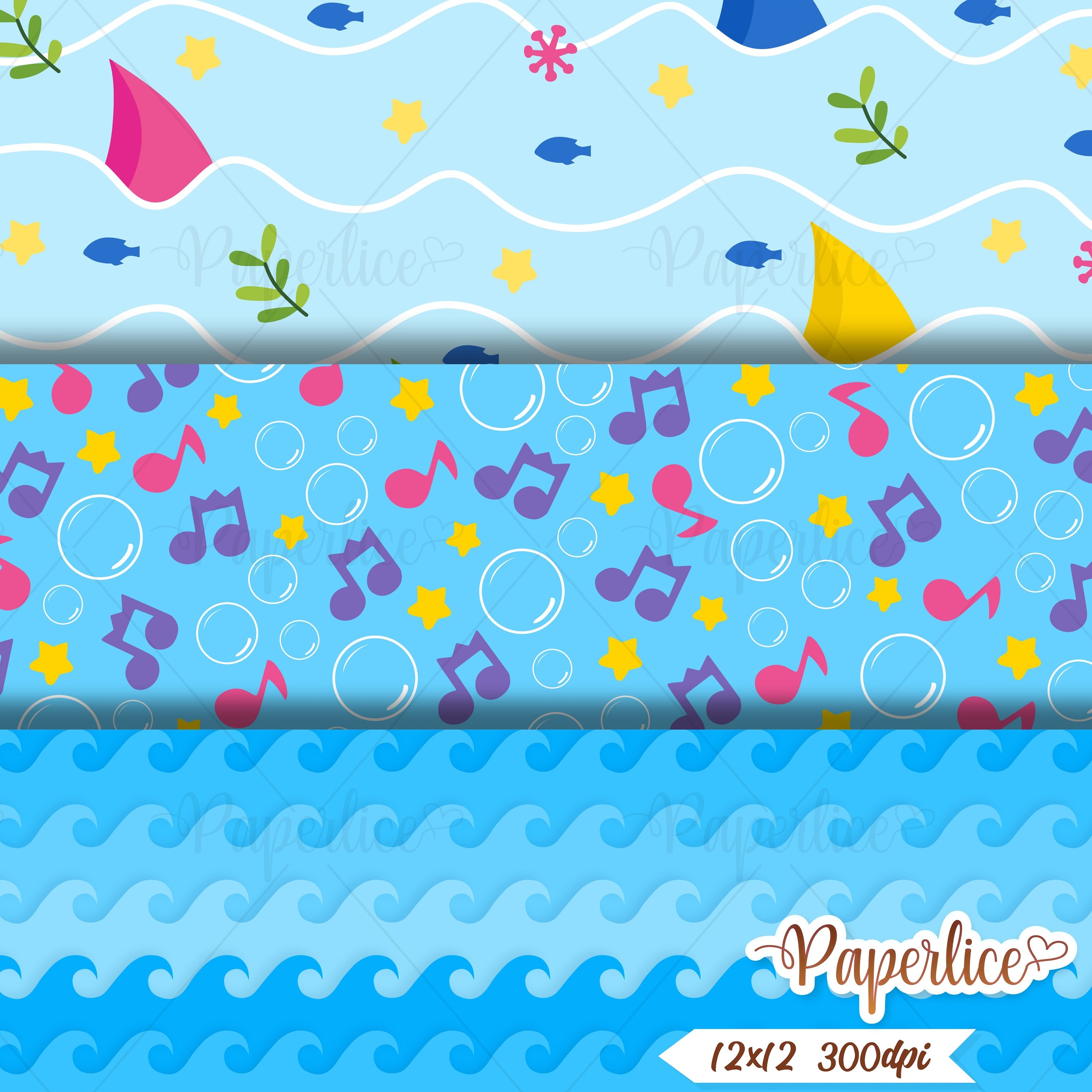 Shark Digital Paper Under the Sea Paper - Etsy