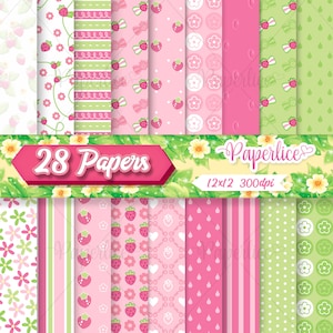 Erdbeere Digitales Papierset Digital