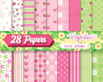 Strawberry Digital Paper Kit Digital