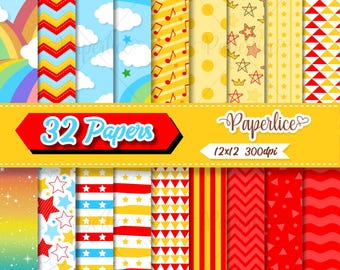 Party of the Skies Paper Pack, Party of the Skies Digital Paper, Party of the Skies Printable Pack, Decoration Paper