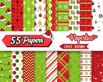 Too Cool for Christmas | Funny Christmas Clipart | Cartoon Holiday Stickers | Whimsical Xmas Art | Green Christmas Paper