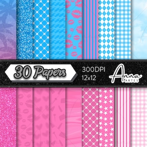 Summer Wallpapers, Malibu doll, Tropical Doll, Fashion Doll, Pink Doll, Tropical Malibu Digital Paper, Beach Doll Digital Paper
