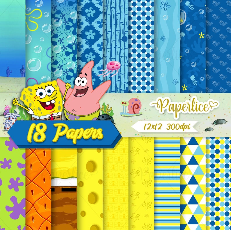 Spongebob Digital Paper | Etsy