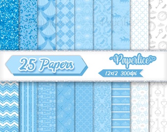 Princess Digital Papers, fairy tale pattern, princess scrapbook papers, Princess in Carriage