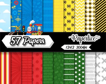 Cute Little Train Digital Paper Kit Digital, Choo Choo Fun Paper