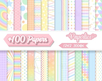 Essential Pastel Digital Paper Pack - 100 Papers