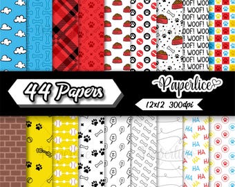 Puppy Dog Digital Paper, Puppy Pattern Pack, Dog Pattern Digital Pack