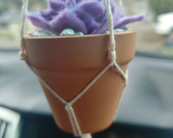 Succulent Ornament/ Indoor Garden Decor / Mini Macrame Hanger/ Succulent Decor/ Boho Gift/ Rearview Mirror Charm/ Plant Decor/ Plant Gift