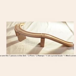 BRIO - Curved Bridge Set - (7 pcs) , Track and Piers - Swedish Made